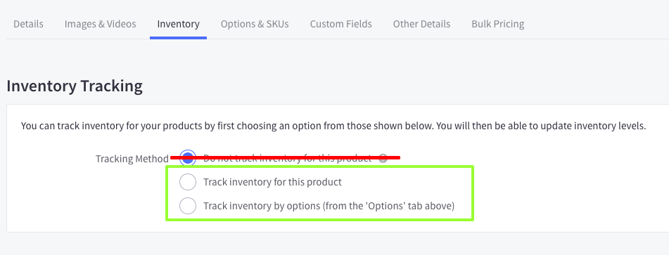 BigCommerce inventory tracking