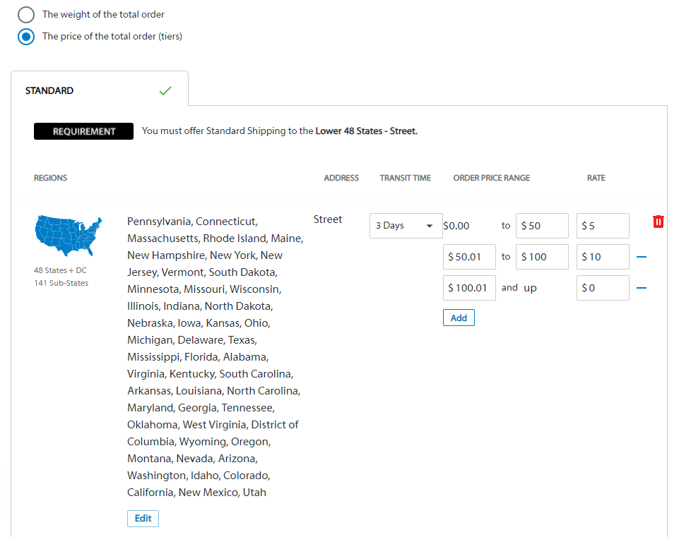 Walmart shipping fees - The price of the total order