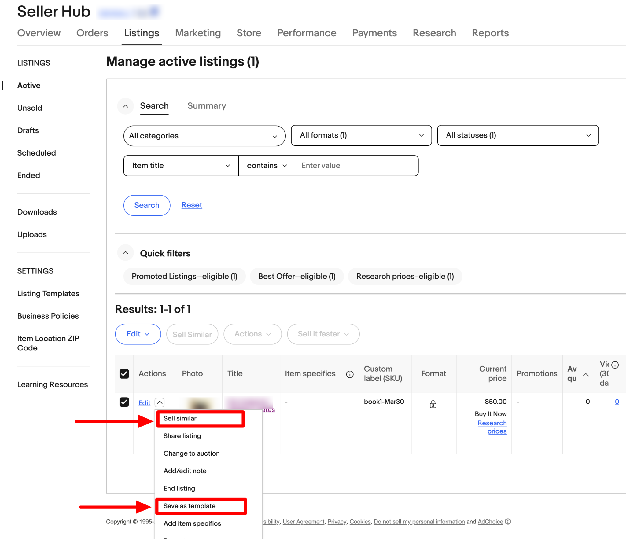 How to duplicate ebay listings